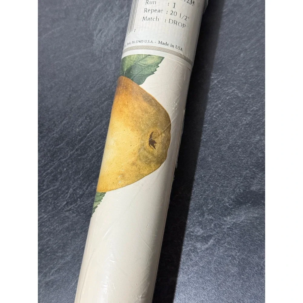 Vintage York Wallcoverings EC1235 Pear Wallpaper‎ Prepasted Never Opened 56 SQFT
